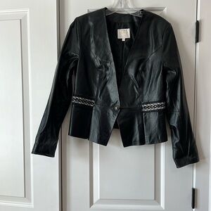 Leather Jacket. Disney Hal Rubinstein size M. Embellished with embroidery